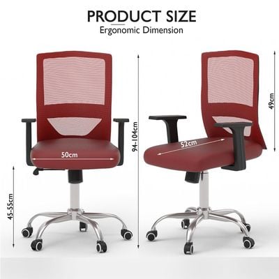 Mahmayi TJ HY-902 Medium Back Mesh Office chair with Lumbar Support Red