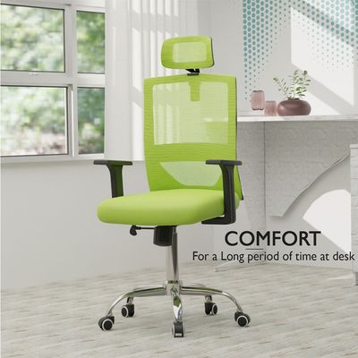 Mahmayi TJ HY-902 Medium Back Mesh Office chair with Lumbar Support with Headrest Green