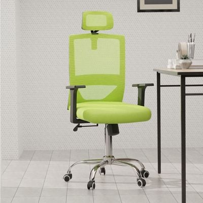 Mahmayi TJ HY-902 Medium Back Mesh Office chair with Lumbar Support with Headrest Green