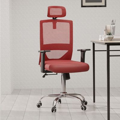 Mahmayi TJ HY-902 Medium Back Mesh Office chair with Lumbar Support with Headrest Red