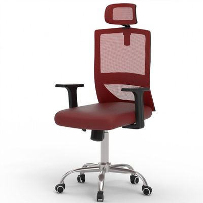 Mahmayi TJ HY-902 Medium Back Mesh Office chair with Lumbar Support with Headrest Red