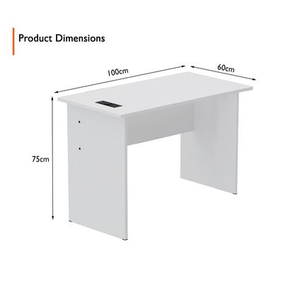 Mahmayi MP1 100x60 Writing Table Without Drawer - White with Black BS01 Desktop Socket with USB AC Port for Office, Home, and Meeting Room 17 cm