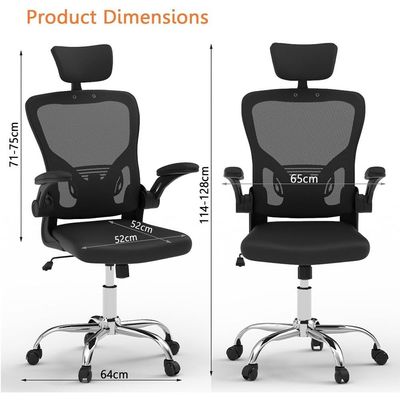 Mahmayi UL UT-C329 High Back Mesh Chair, 360 Degree Swivel, Adjustable Height, Caster Wheel Support Ideal for Home and Office Black