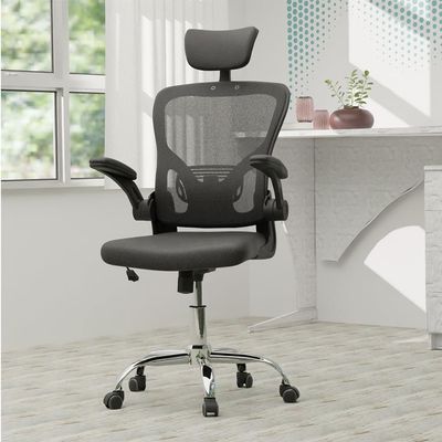 Mahmayi UL UT-C329 High Back Mesh Chair, 360 Degree Swivel, Adjustable Height, Caster Wheel Support Ideal for Home and Office Black