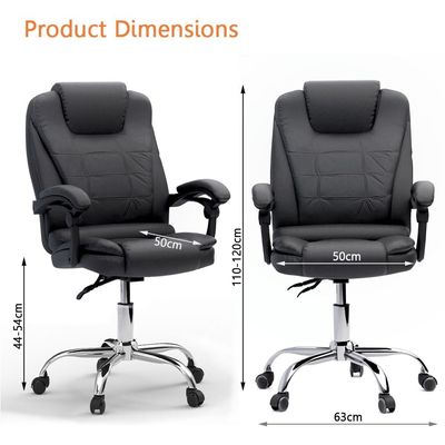 Mahmayi UL UT-C417A High Back PU Chair, Adjustable Height, 360 Degree Swivel, Caster Wheel Support Ideal for Home and Office Black