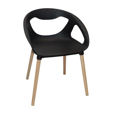 Fiber Plastic Dining Chair with Solid Wooden Leg JP1269A