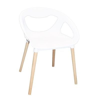 Fiber Plastic Dining Chair with Solid Wooden Leg JP1269B