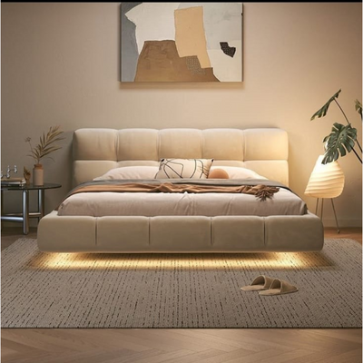 Elegant Classic Bed with LED Light With Spring Mattress Supper King size 200*200