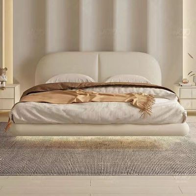 Floating Bed Frame with LED Light and Spring Mattress - Super King Size 200*200 cm