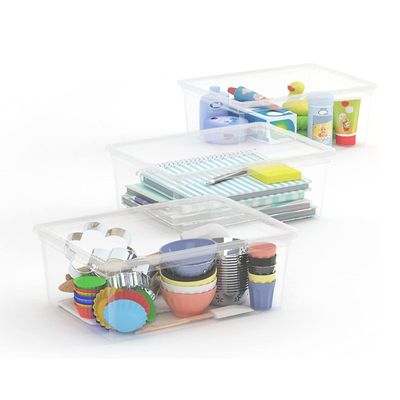 Keter C-Box XL Transparent Storage Container with Wheels 50L - Spacious and Clear Plastic Organizer for Wardrobe Efficiency