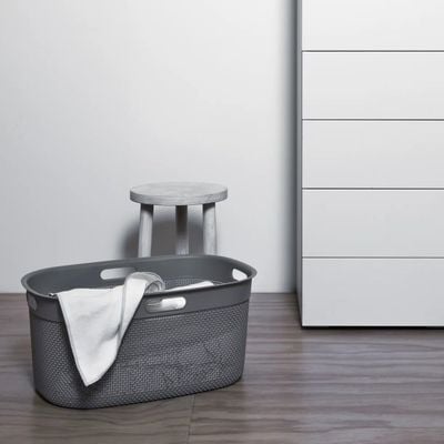 Keter Curver Filo Laundry Basket Dark Grey 45L - Innovative Design with Ventilated Frame for Efficient Laundry Care