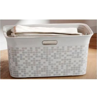 Keter Chic Basket Mosaic Design 45L - Large Laundry Basket with Ergonomic Handles and Ventilation Slits