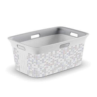 Keter Chic Basket Mosaic Design 45L - Large Laundry Basket with Ergonomic Handles and Ventilation Slits