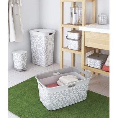 Keter Chic Basket Mosaic Design 45L - Large Laundry Basket with Ergonomic Handles and Ventilation Slits