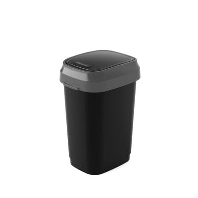 Keter Dual Swing Bin S - Black 10L - Versatile Odor-Controlled Waste Bin for Home and Office Use