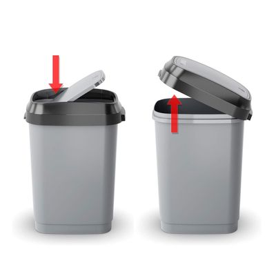 Keter Dual Swing Bin S - Black 10L - Versatile Odor-Controlled Waste Bin for Home and Office Use