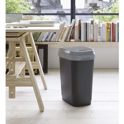 Keter Dual Swing Bin S - Black 10L - Versatile Odor-Controlled Waste Bin for Home and Office Use