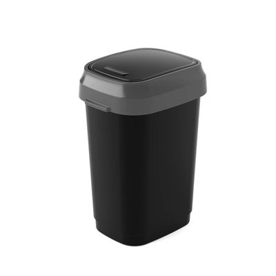 Keter Dual Swing Bin M - Black 25L - Versatile Odor-Controlled Waste Bin for Home and Office Use