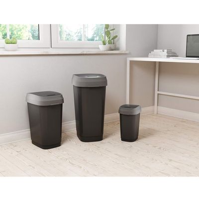 Keter Dual Swing Bin M - Black 25L - Versatile Odor-Controlled Waste Bin for Home and Office Use