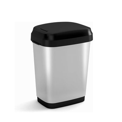 Keter Dual Swing Bin M Steel 25L - Durable Plastic Bin with Dual Opening System and Stylish Metal Look