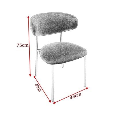 Maple Home Dining Chair Woven Fabric Backrest Black Metal Legs Cushioned Modern Kitchen Lounge Living Accent Restaurant Furniture