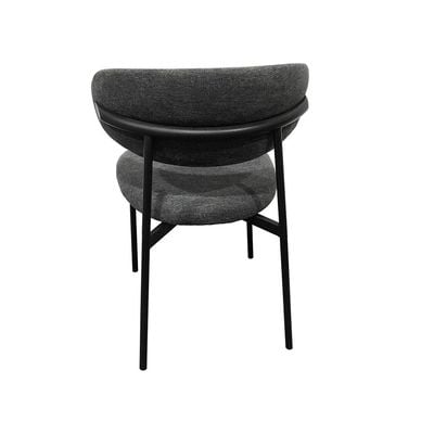 Maple Home Dining Chair Woven Fabric Backrest Black Metal Legs Cushioned Modern Kitchen Lounge Living Accent Restaurant Furniture