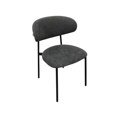 Maple Home Dining Chair Woven Fabric Backrest Black Metal Legs Cushioned Modern Kitchen Lounge Living Accent Restaurant Furniture