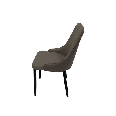 Maple Home Dining Chair Leather Curved High Back Arc Low Arms Sturdy Metal Legs Stitched Pattern Modern Kitchen Lounge Living Accent Restaurant Furniture