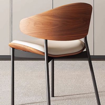 Maple Home Dining Chair Leather Wooden Frame Backrest  Black Metal Legs Modern Kitchen Lounge Living Accent Restaurant Furniture