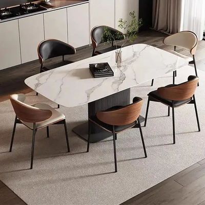 Maple Home Dining Chair Leather Wooden Frame Backrest  Black Metal Legs Modern Kitchen Lounge Living Accent Restaurant Furniture