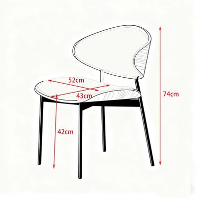 Maple Home Dining Chair Leather Wooden Frame Backrest  Black Metal Legs Modern Kitchen Lounge Living Accent Restaurant Furniture(Orange)