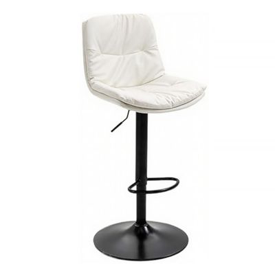 Maple Home Bar Chair Leather 360° Swivel Adjustable Height Backrest  Black Metal Legs Modern Kitchen Pub Restaurant Dining Furniture  