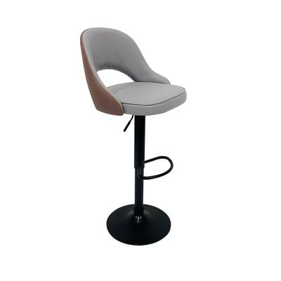 Maple Home Bar Chair Leather 360° Swivel Adjustable Height Backrest Black Metal Legs Modern Kitchen Bar Restaurant Dining Furniture