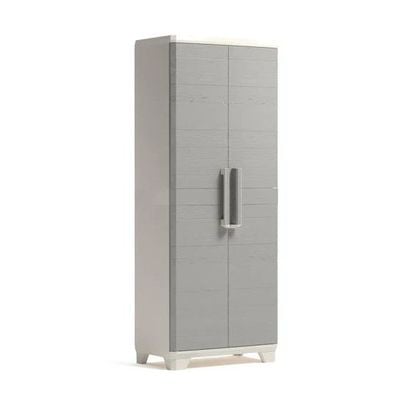 Keter Linear Wood Multipurpose High Cabinet Wardrobe - Durable Resin with Wood-Like Finish for Versatile Indoor and Outdoor Use