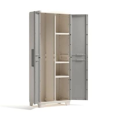 Keter Linear Wood Multipurpose High Cabinet Wardrobe - Durable Resin with Wood-Like Finish for Versatile Indoor and Outdoor Use