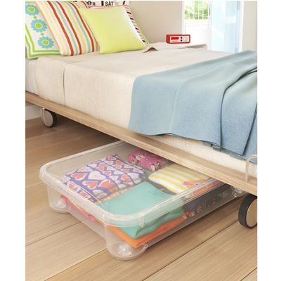 Keter T-Box XXM Transparent Storage Container - Large, Wheeled, and Stackable for Efficient Home Organization