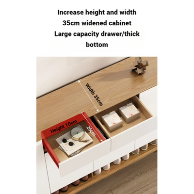 Shoe Cabinet Wooden Shoes Storage Cabinet, Shoe Rack Adjustable Layers Shelves Organizer with Doors and Drawers Durable Free Standing Cabinet for Bedroom Hallway Entryway Office - 160 cm