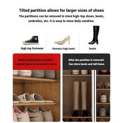 Shoe Cabinet Wooden Shoes Storage Cabinet, Shoe Rack Adjustable Layers Shelves Organizer with Doors and Drawers Durable Free Standing Cabinet for Bedroom Hallway Entryway Office - 160 cm