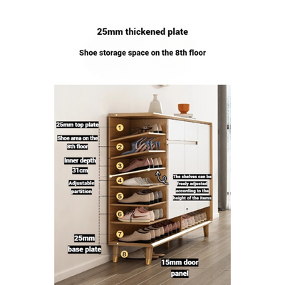 Shoe Cabinet Wooden Shoes Storage Cabinet, Shoe Rack Adjustable Layers Shelves Organizer with Doors and Drawers Durable Free Standing Cabinet for Bedroom Hallway Entryway Office - 160 cm