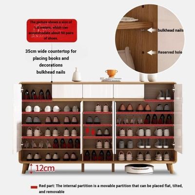 Shoe Cabinet Wooden Shoes Storage Cabinet, Shoe Rack Adjustable Layers Shelves Organizer with Doors and Drawers Durable Free Standing Cabinet for Bedroom Hallway Entryway Office - 160 cm