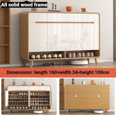 Shoe Cabinet Wooden Shoes Storage Cabinet, Shoe Rack Adjustable Layers Shelves Organizer with Doors and Drawers Durable Free Standing Cabinet for Bedroom Hallway Entryway Office - 160 cm