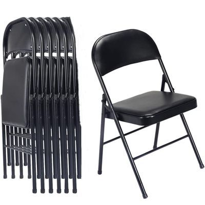 Maple Home Metal Folding Chair Metallic Frame Armless Modern Stool Seat High Back Portable Dining Living Office Make-up Event Furniture 6 Pcs 