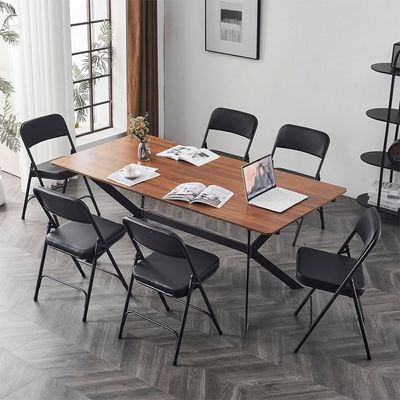 Maple Home Metal Folding Chair Metallic Frame Armless Modern Stool Seat High Back Portable Dining Living Office Make-up Event Furniture 6 Pcs 