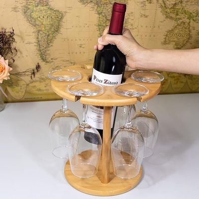 Honey Bee All-in-One Wine Glass Drying Rack & Bottle Holder, Keep Your Glasses Sparkling With Space-Saving Convenience