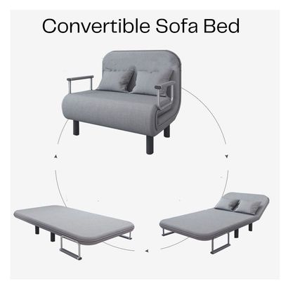 2-Seater Convertible Sofa Bed (Grey)