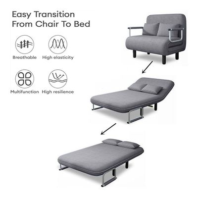 2-Seater Convertible Sofa Bed (Grey)