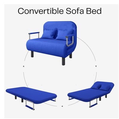 2-Seater Convertible Sofa Bed (Lake Blue)