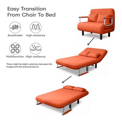 2-Seater Convertible Sofa Bed (Orange)