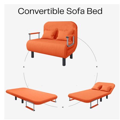 2-Seater Convertible Sofa Bed (Orange)