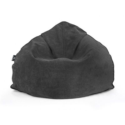 Luxe Decora Crest Bean Bag | Premium Soft Woven Fabric Bean Bag with Unique Crest Shape | Water Repellent | Washable | Filled with Polystyrene Beads | Kids & Adults (Eclipse Black, Large)